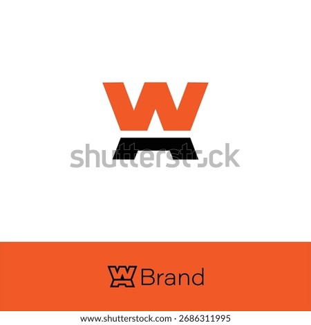 Modern WA or AW Castle Monogram Logo isolated with two backgrounds. 