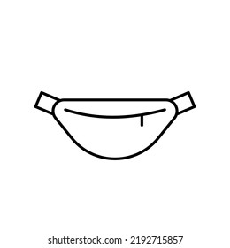 Modern waist bag outline vector icon. EPS 10...... Accessory line illustration.. Isolated on white.. Simple belt bag.... Fanny pack thin black symbol. For app, web design, dev, ui, graphic, business.