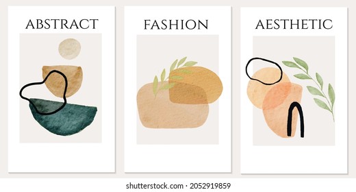 Modern wall art with abstract acrylic organic shapes Minimalist poster