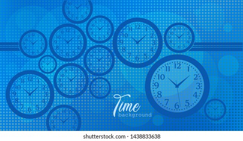 Modern wall background with round wall clocks.