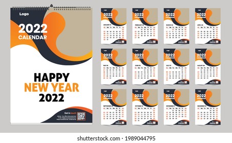 Modern wall calendar 2022 design template idea with vector