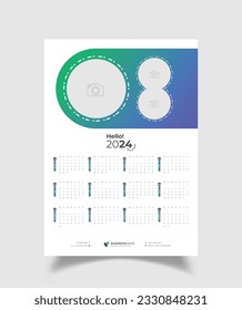 Moderner Wandkalender 2024 Vorlage