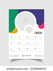 Moderner Wandkalender 2024 Vorlage