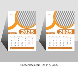 Modern wall Calendar 2025, Office Calendar 2025,Week Starts on Monday, Calendar 2025 planner corporate template design set. Template for annual calendar 2025