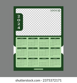 Modern wall calendar design 2024.  Corporate templat vector. All In One.