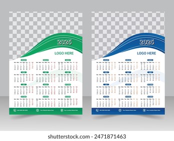 Modern Wall Calender 2025 Plantilla de diseño