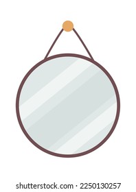 Icono plano de un espejo de pared decorativo con un círculo de pared moderno. Ilustración del vector