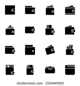 modern wallet icon set. creative money saving, pocket solid icons sign, vector illustration.