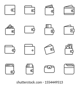 modern wallet icon set. creative money saving, pocket outline icons sign, vector illustration.