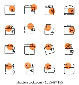 modern wallet icon set. creative money saving, pocket colored icons sign, vector illustration.