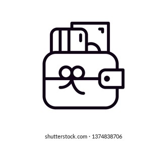 Modern wallet line icon. Premium pictogram isolated on a white background. Vector illustration. Stroke high quality symbol. Wallet icon in modern line style. - Vector 