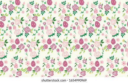 Modern wallpaper for Easter, with leaf and flower elegant pattern background design.