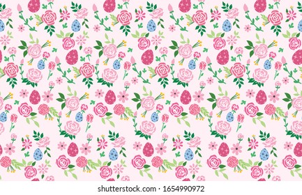 Modern wallpaper for Easter, with leaf and flower elegant pattern background design.