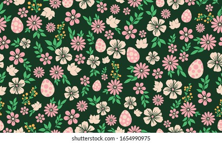 Modern wallpaper for Easter, with leaf and flower elegant pattern background design.