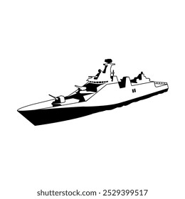 modern war ship silhouette simple vector