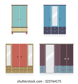 Modern Wardrobe Set Vector Illustration