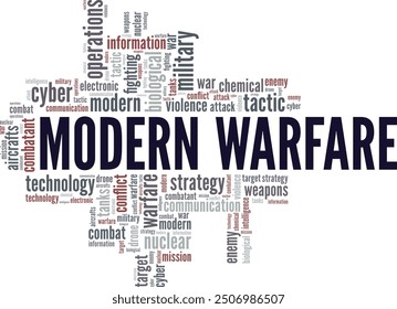 Modern Warfare word cloud conceptual design isolated on white background.