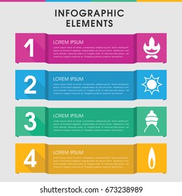 Modern warm infographic template. infographic design with warm icons includes baby cap, flame, bonfire. can be used for presentation, diagram, annual report, web design.