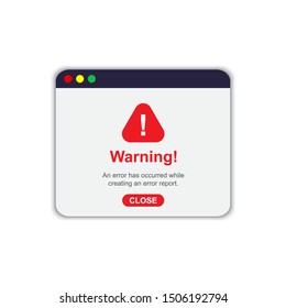 Modern warning pop up with flat design on white background. 