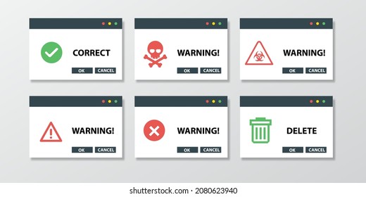 Modern warning pop up with flat design, Vector