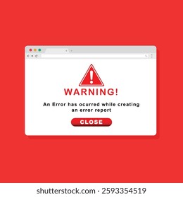 Modern warning pop up with flat design on red background.