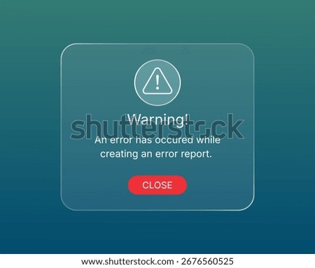 Modern warning pop up with flat design liquid glass ui 