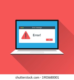 Modern warning pop up message on laptop screen vector illustration