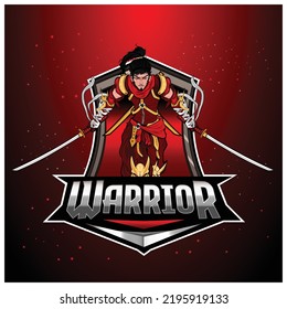 Modern warrior gaming 
logo template