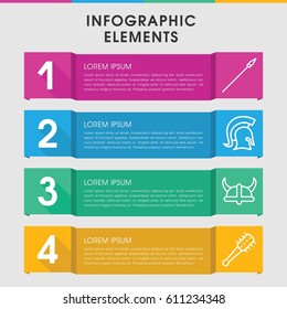 Modern warrior infographic template. infographic design with warrior icons includes knight, helmet, mace. can be used for presentation, diagram, annual report, web design. 