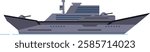 Modern warship sailing on calm sea, featuring cannons, radar antennas, and advanced technology, representing naval military power and maritime defense