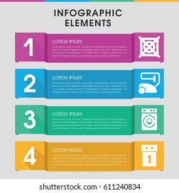 Modern washer infographic template. infographic design with washer icons includes vacuum cleaner. can be used for presentation, diagram, annual report, web design. 