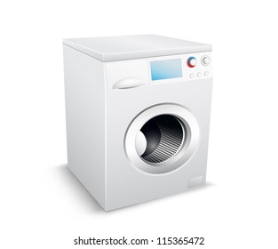 Modern washing machine isolated on the white background