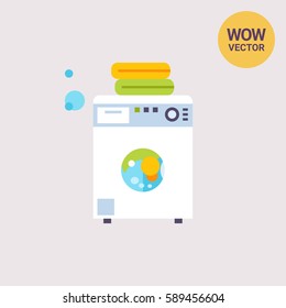 Modern Washing Machine with Linen Icon