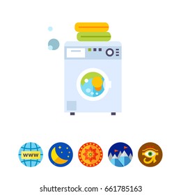 Modern Washing Machine with Linen Icon