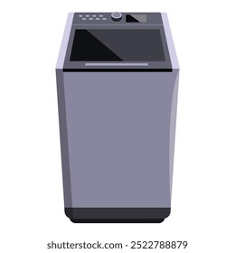 Modern washing machine standing on white background, household appliance for washing clothes