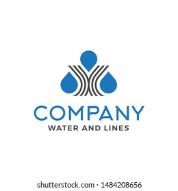 Modern water company with triple water droplet made form of human