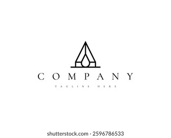 modern water drop house home line logo design
