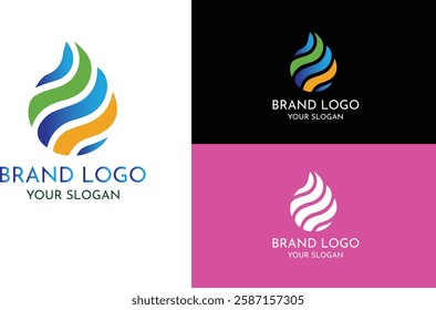 Modern Water Drop Logo Design with Nature Elements