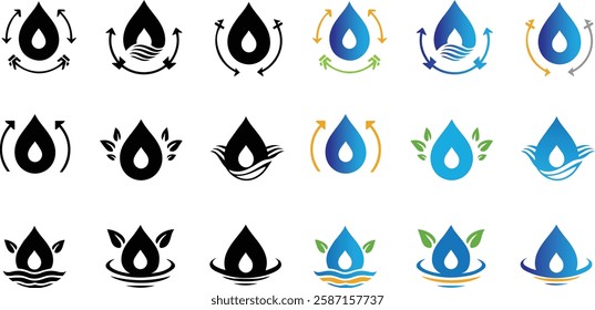 Modern Water Drop Logo Design with Nature Elements