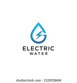 modern water drop vector with power electric symbol logo design