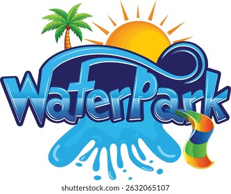 moderno parque aquático slide logotipo design vetor Ilustração piquenique ponto entretenimentos