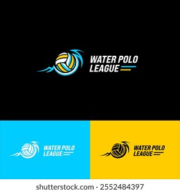 Modern water polo club logo that incorporates elements of a volleyball and water illustration.