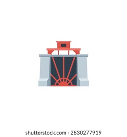 Modern Water Sluice Gate Flat Vector Illustration for Irrigation and Flood Control Infrastructure