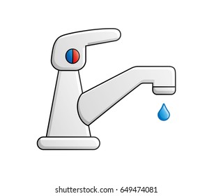 Modern water tap with a drop isolated.