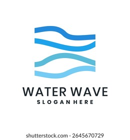 Modern water wave logo with flowing blue lines in minimalist style