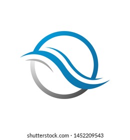 Modern Water Waves logo Design of blue ocean sign Vector icon Template