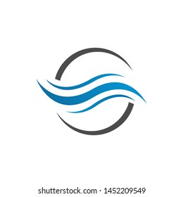 Modern Water Waves logo Design of blue ocean sign Vector icon Template