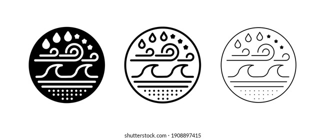 Modern water, wind, soil and climate icon design with different line thickness in a circle. Logo design, websites and designs. Modern line art design icon.