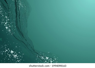 Modern watercolor background or elegant card design or wallpaper or poster with abstract turquoise ink waves and silver splashes.