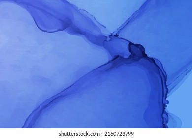 Modern watercolor background or elegant card design or wallpaper or poster with abstract blue ink waves.